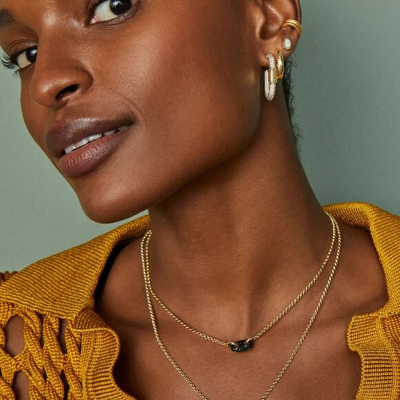 Bailey Gold Pave Short Pendant Necklace in White Crystal - Picture 4 of 4